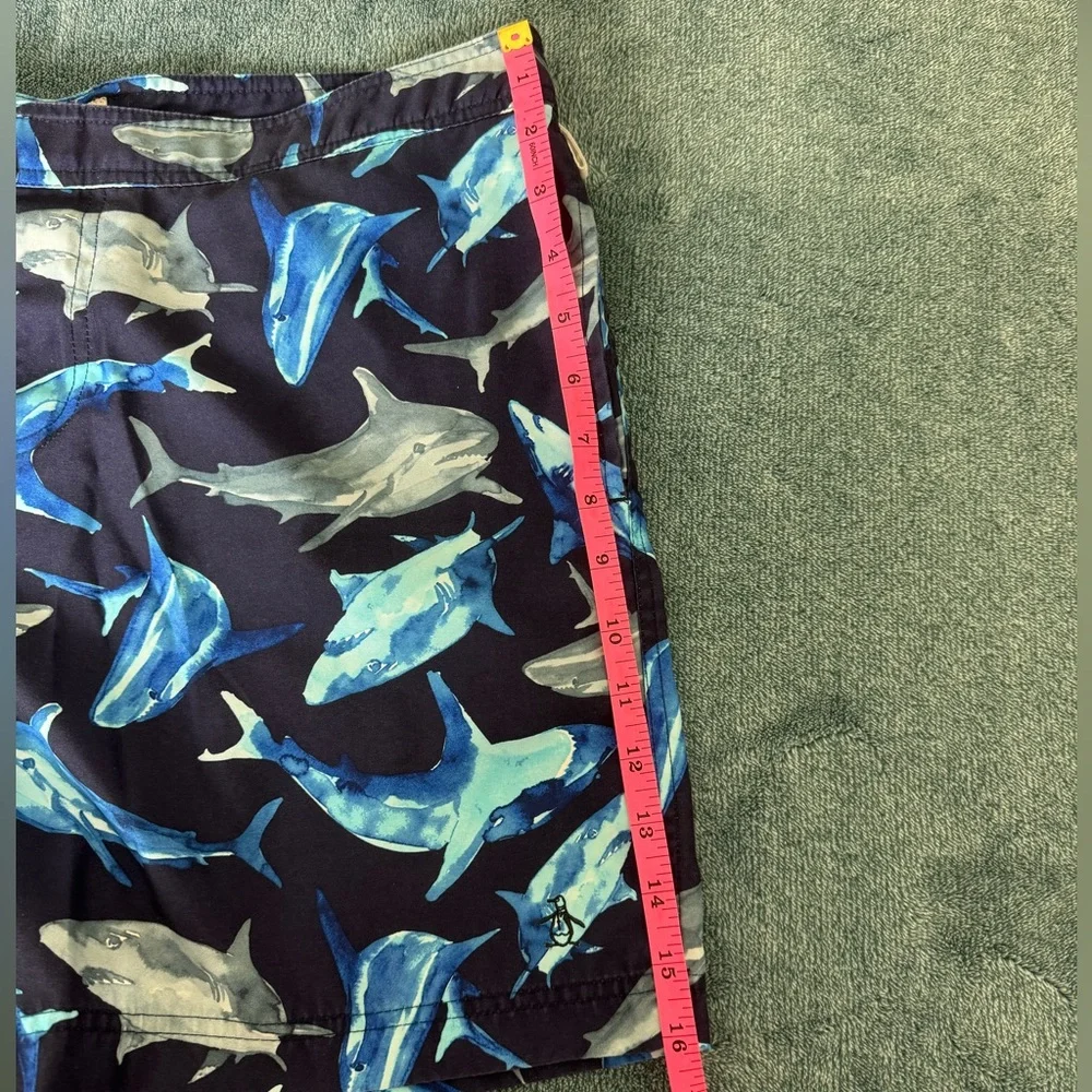 Original Penguin Men's Swim Trunks Shorts Blue Sharks Size 34 Lined Pockets
